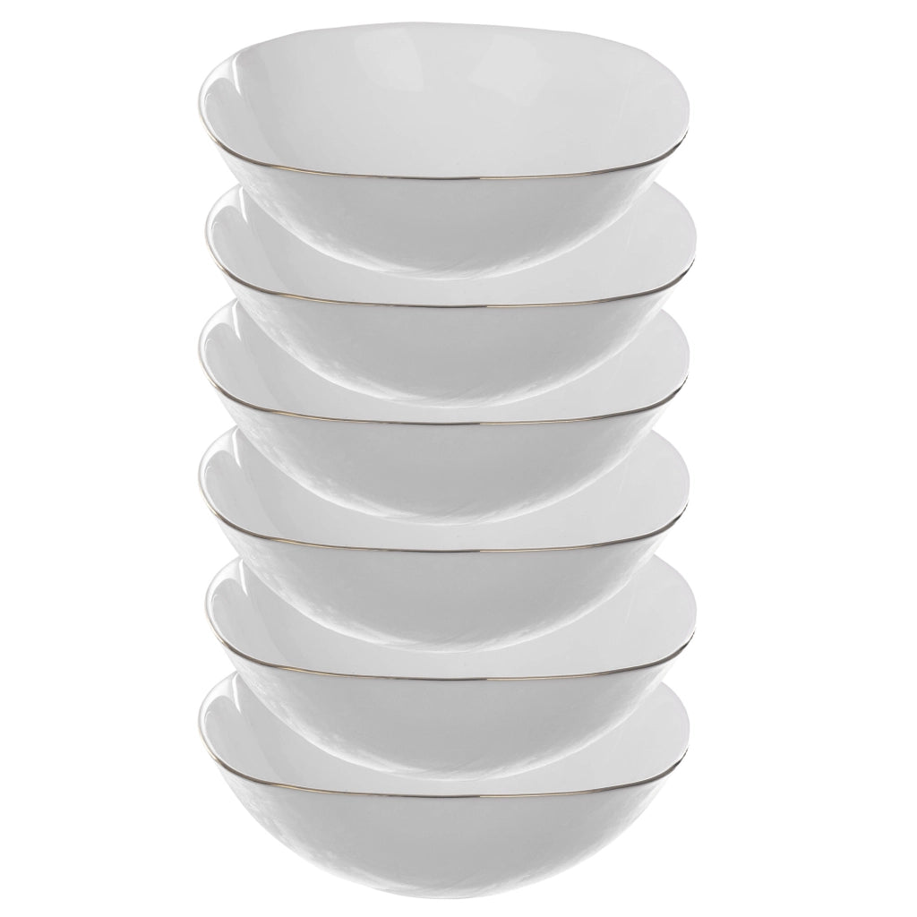 Set di 6 ciotole da insalata in vetro KADAX da 19 cm, colore bianco e oro.
