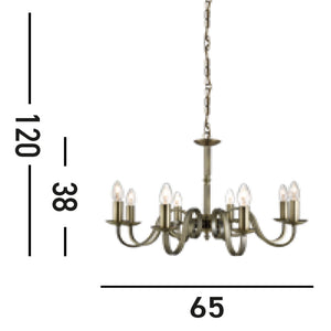 Lampadario Contemporaneo Richmond Acciaio Ottone 8 Luci E14