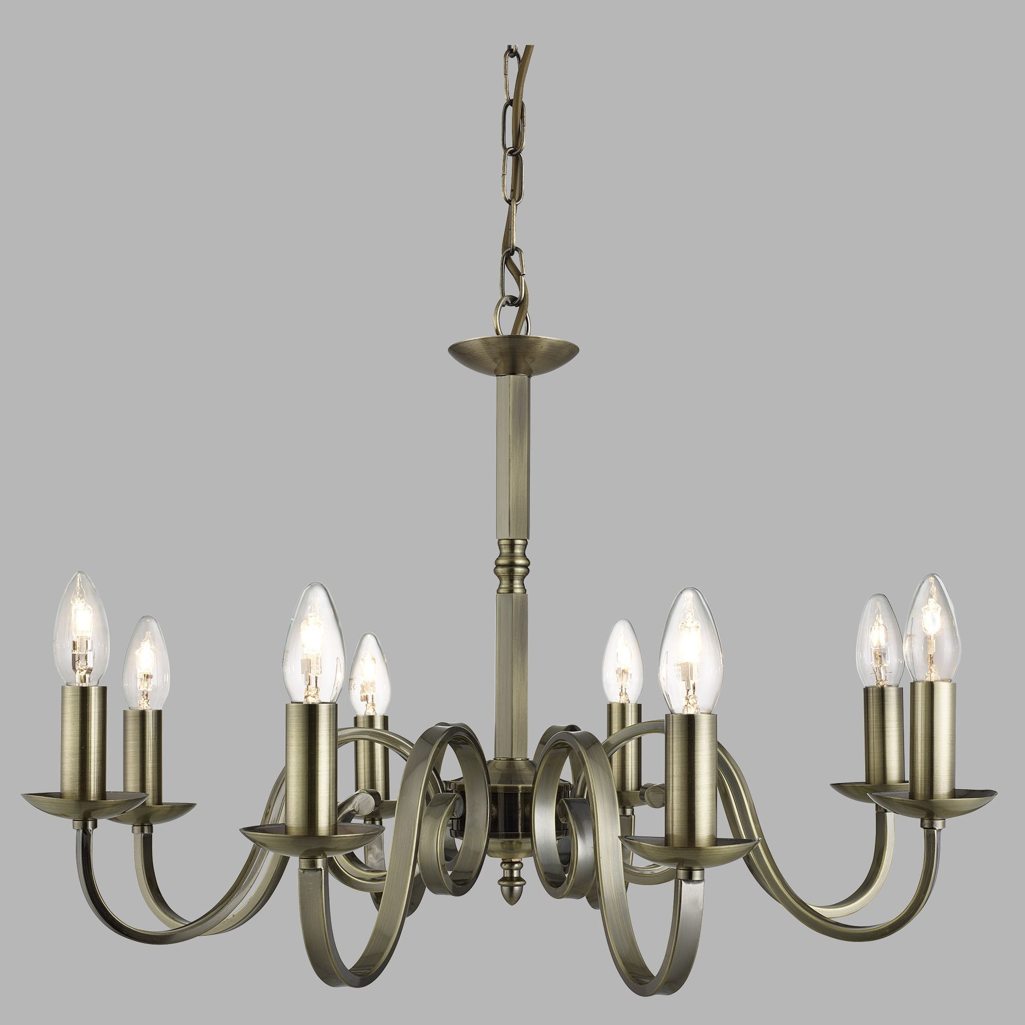 Lampadario Contemporaneo Richmond Acciaio Ottone 8 Luci E14