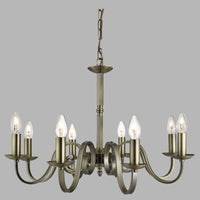 Lampadario Contemporaneo Richmond Acciaio Ottone 8 Luci E14