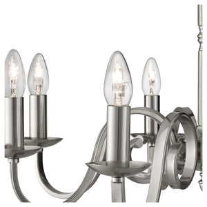 Lampadario Contemporaneo Richmond Acciaio Argento 8 Luci E14