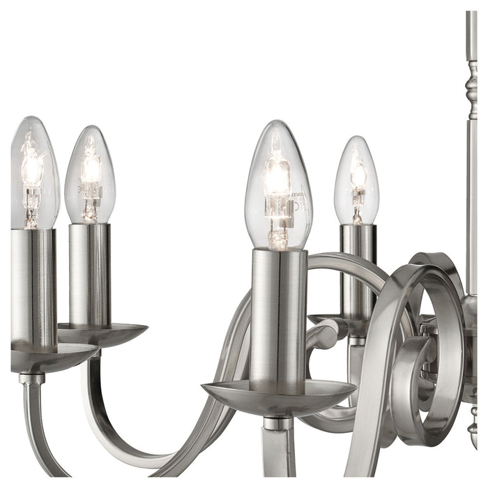 Lampadario Contemporaneo Richmond Acciaio Argento 8 Luci E14