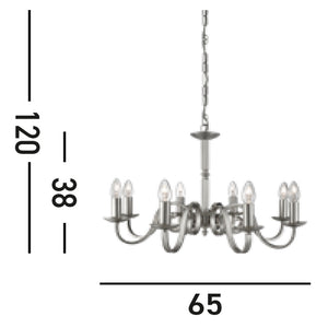 Lampadario Contemporaneo Richmond Acciaio Argento 8 Luci E14
