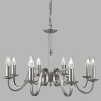 Lampadario Contemporaneo Richmond Acciaio Argento 8 Luci E14