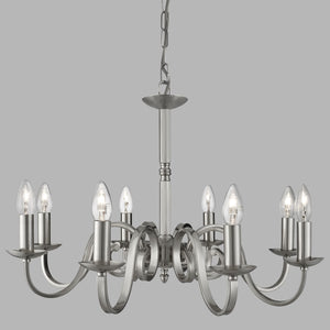 Lampadario Contemporaneo Richmond Acciaio Argento 8 Luci E14