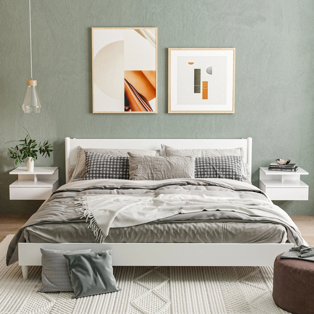 Comodino a muro con cassetto scorrevole ¨C zephmum ¨C bianco 35x32x22.5 cm