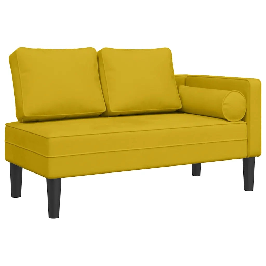 Chaise Longue con Cuscini Giallo in Velluto