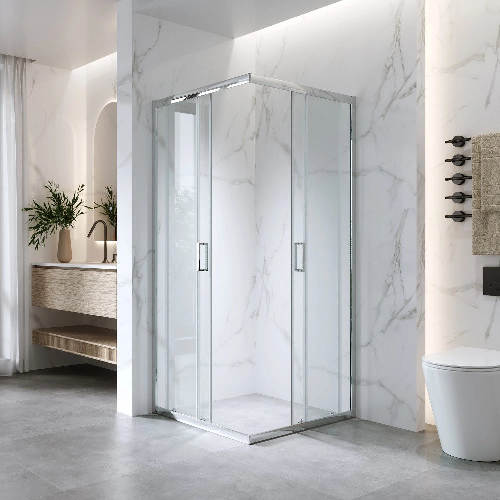 Cabina Doccia Angolare Scorrevole 80x80 Cm H 185 cm vetro Trasparente 6 mm | Kiro