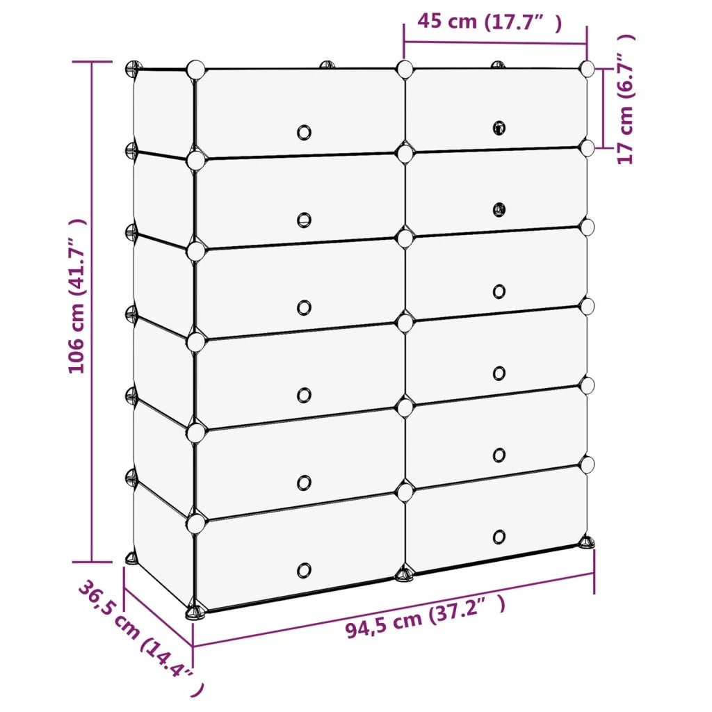 Scarpiera Trasparente-Scaffale per scarpe 94,5x36,5x106 cm in PP
