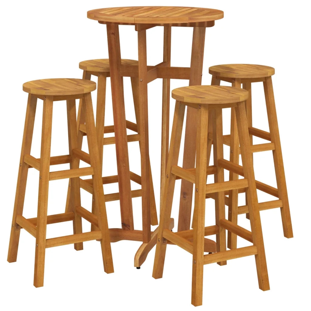 Set da Bar da Giardino 5 pz | Set Salotto da Giardino in Legno Massello di Acacia