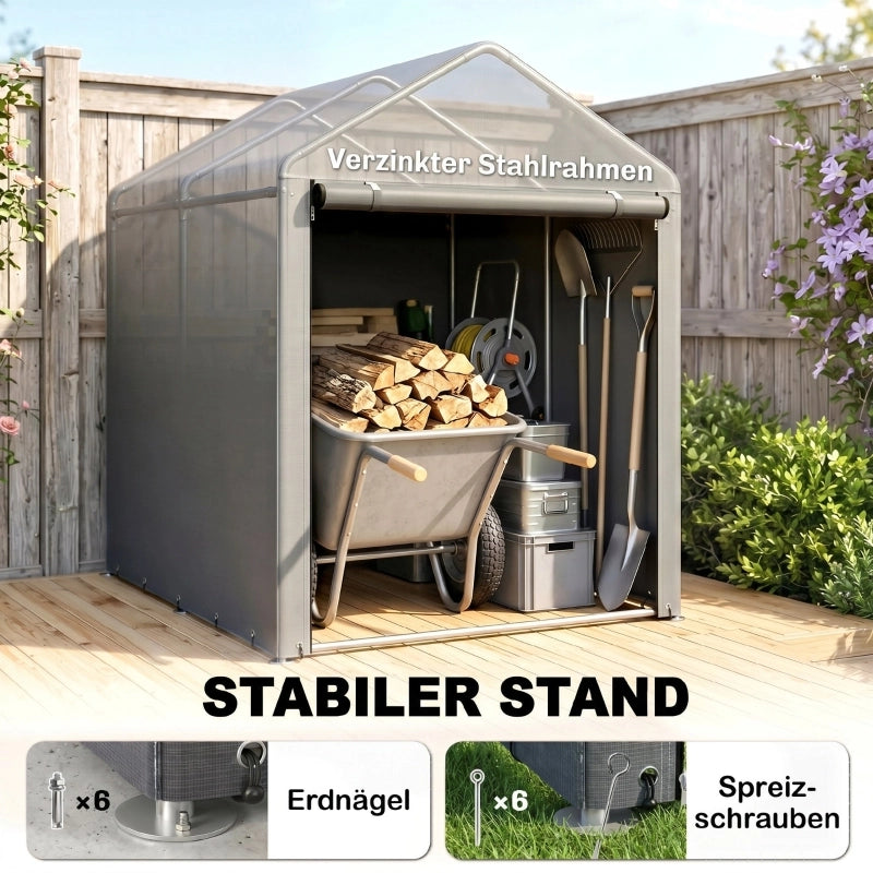 CASETTA DA GIARDINO con porta 120 x 179 x 165 cm Acciaio Grigio chiaro