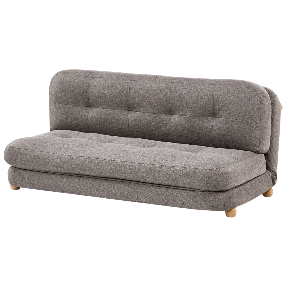 Divano letto grigio scuro rivestimento in finto lino gambe in legno 2 posti funzione letto trapuntato soggiorno camera da letto camera degli ospiti