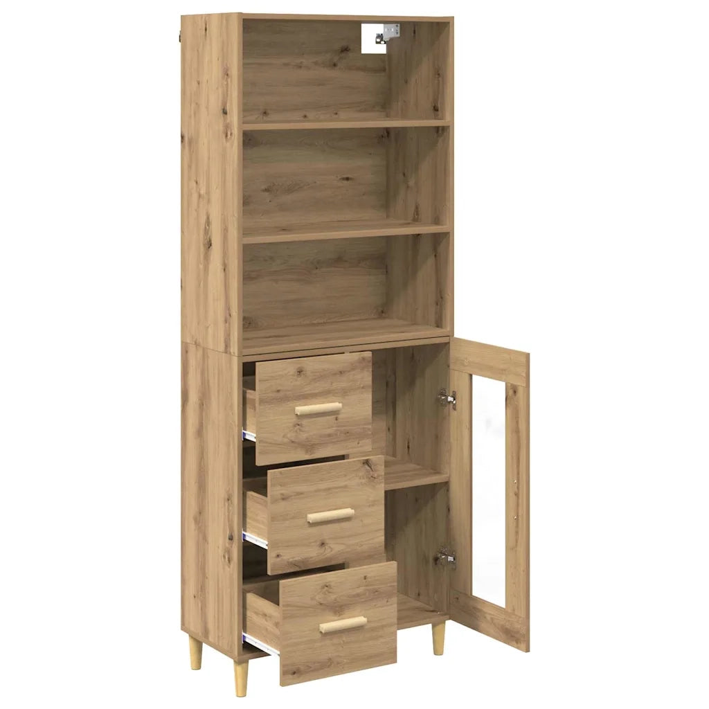 Credenza con Cassetto-Buffet-Armadio da cucina Rovere artigianale 69,5 x 32,5 x 180 cm 833162