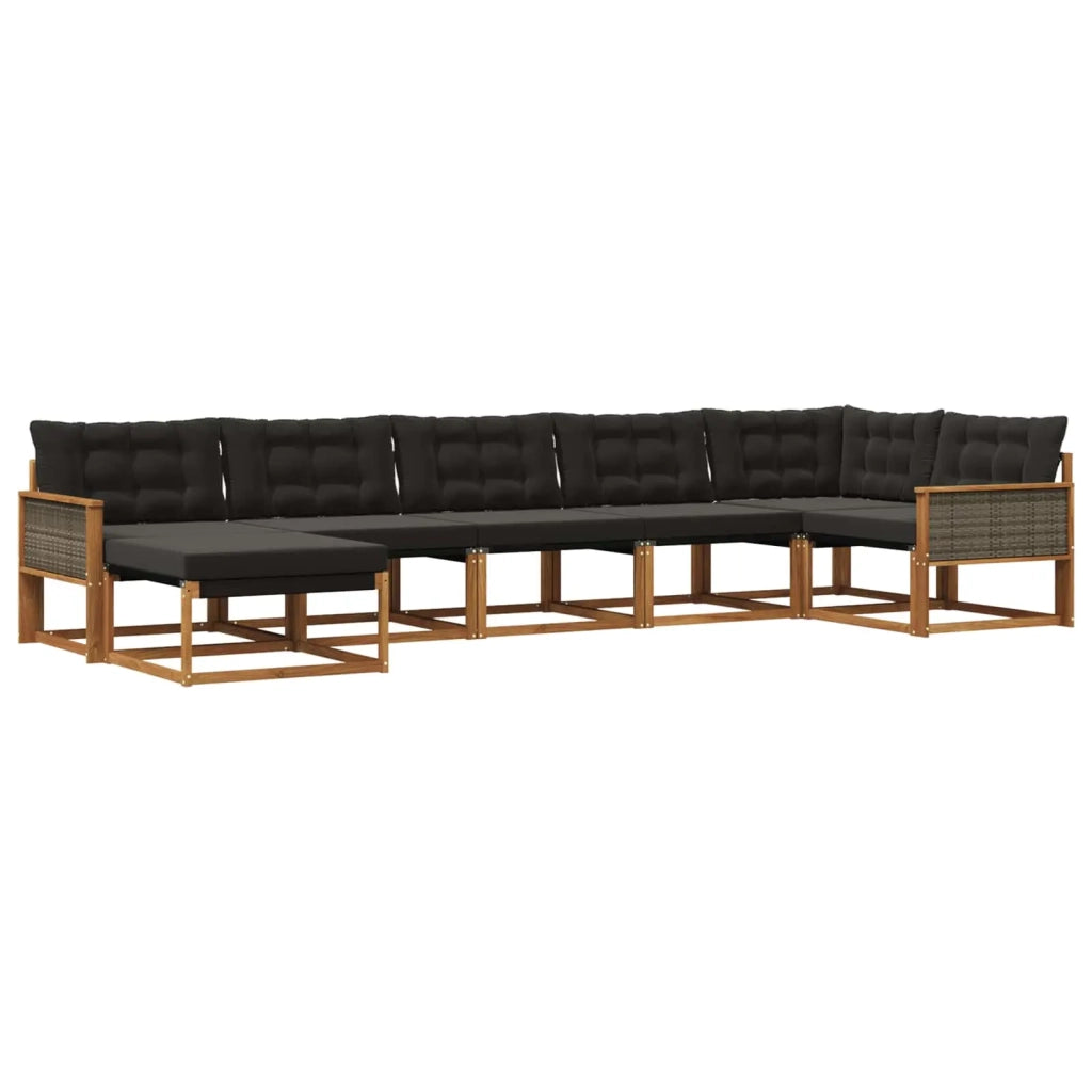 Set di divani da esterno 7 pz Naturale e Nero 3381564