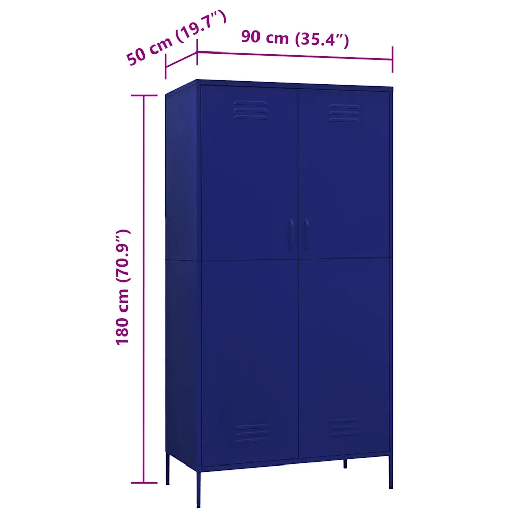Armadio Blu Marino 90x50x180 cm in Acciaio 336244