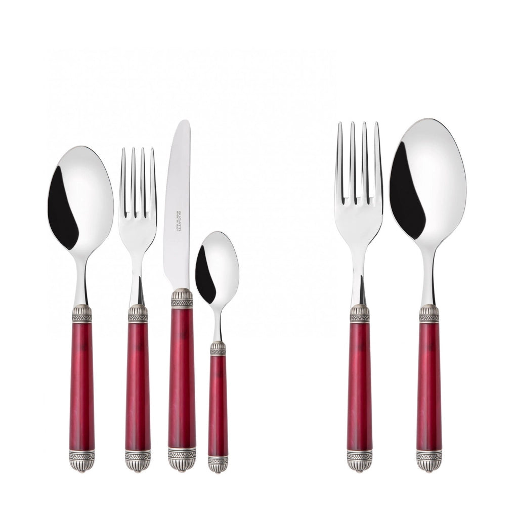 DORICO Ghiera Argento Anticato, Posate Set 50 Pz, Scatola
