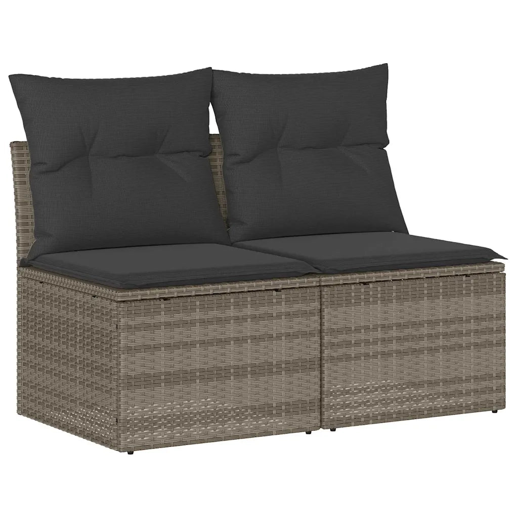 Divano Giardino 2pz | Set Salotto da Giardino con Cuscini Grigio Chiaro Polyrattan Acacia