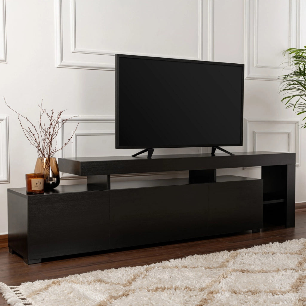 Trasacco, Mobile Porta tv un Ripiano, 192x37x53h cm Nero