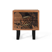 Tavolino in massello di acacia e metallo