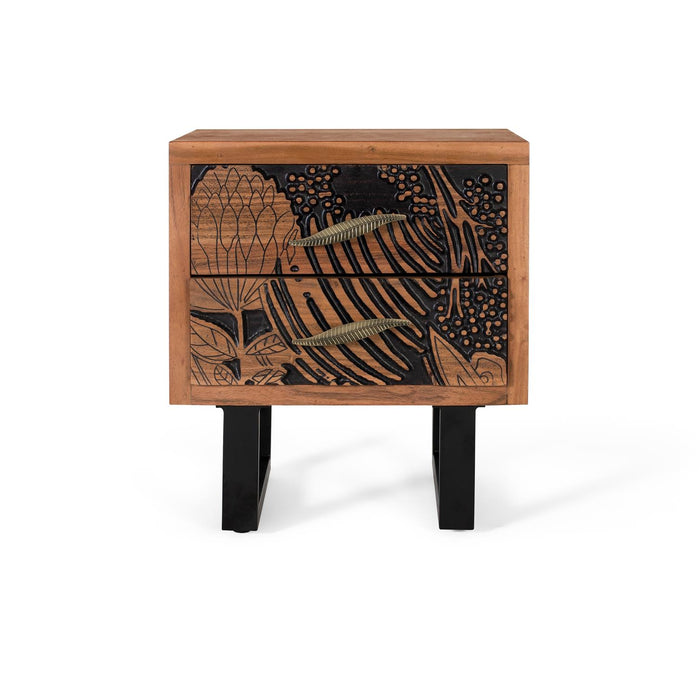 Tavolino in massello di acacia e metallo