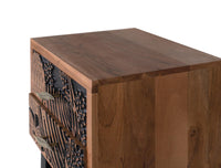 Tavolino in massello di acacia e metallo