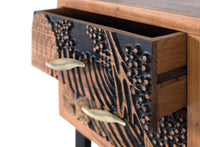 Tavolino in massello di acacia e metallo