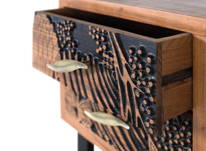 Tavolino in massello di acacia e metallo