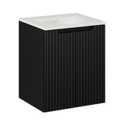 Set da bagno VANO 50cm: mobile sottolavabo con ante scanalate verticalmente + lavabo incassato bianco