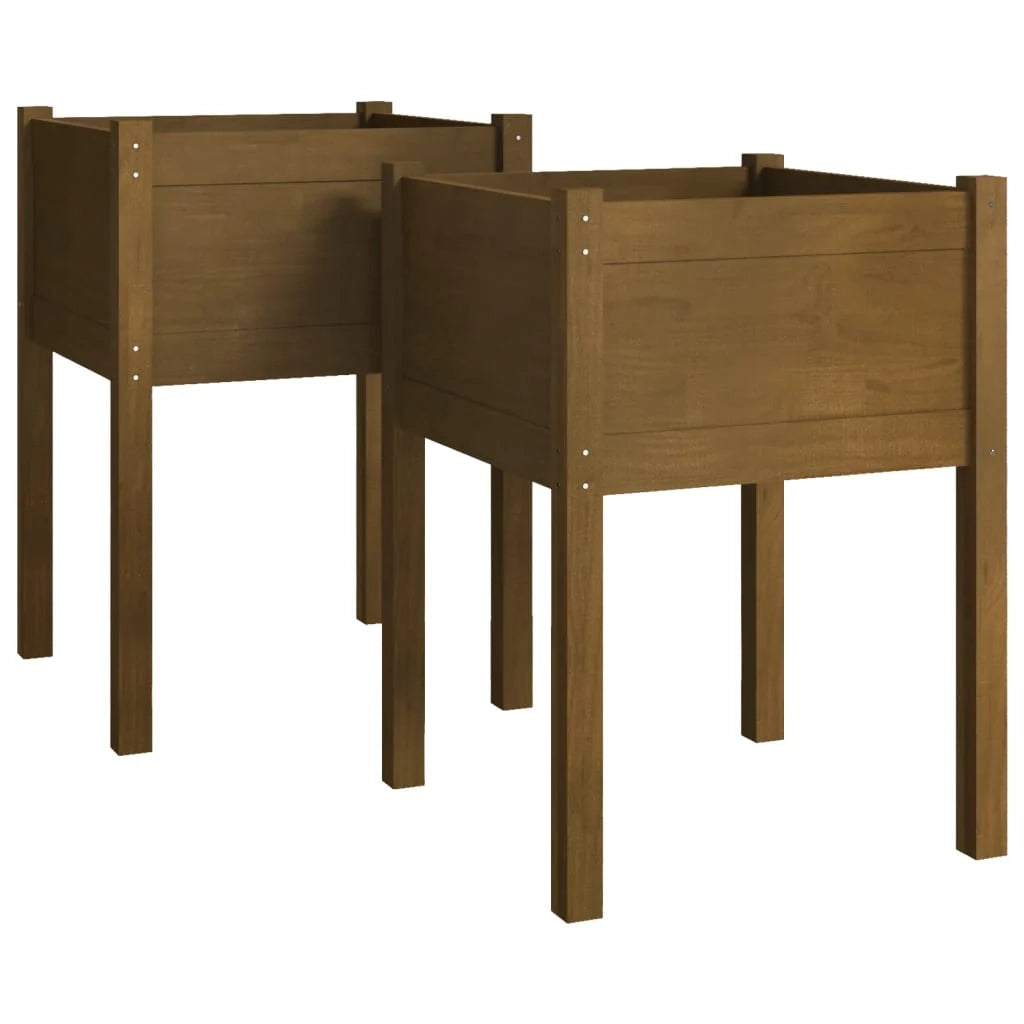 Fioriera rialzata per piante fiori giardino terrazze set da 2 50 x 50 x 70 cm legno di pino massiccio marrone 02_0038996