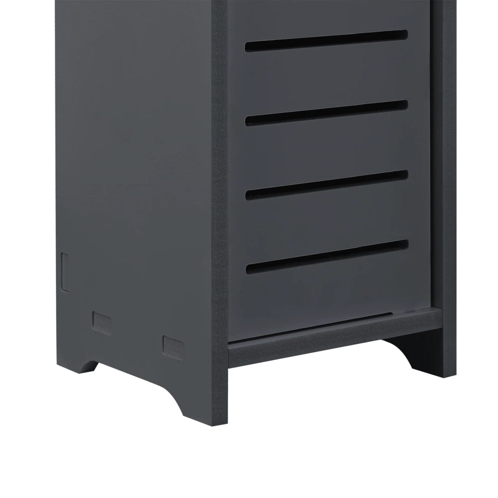 Elegante mobiletto portaoggetti da bagno con portarotolo legno composito 80 x 15 x 15 cm grigio scuro 03_0007670