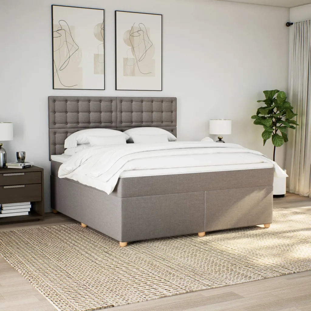 Giroletto a Molle con Materasso Tortora 180x200 cm in Tessuto