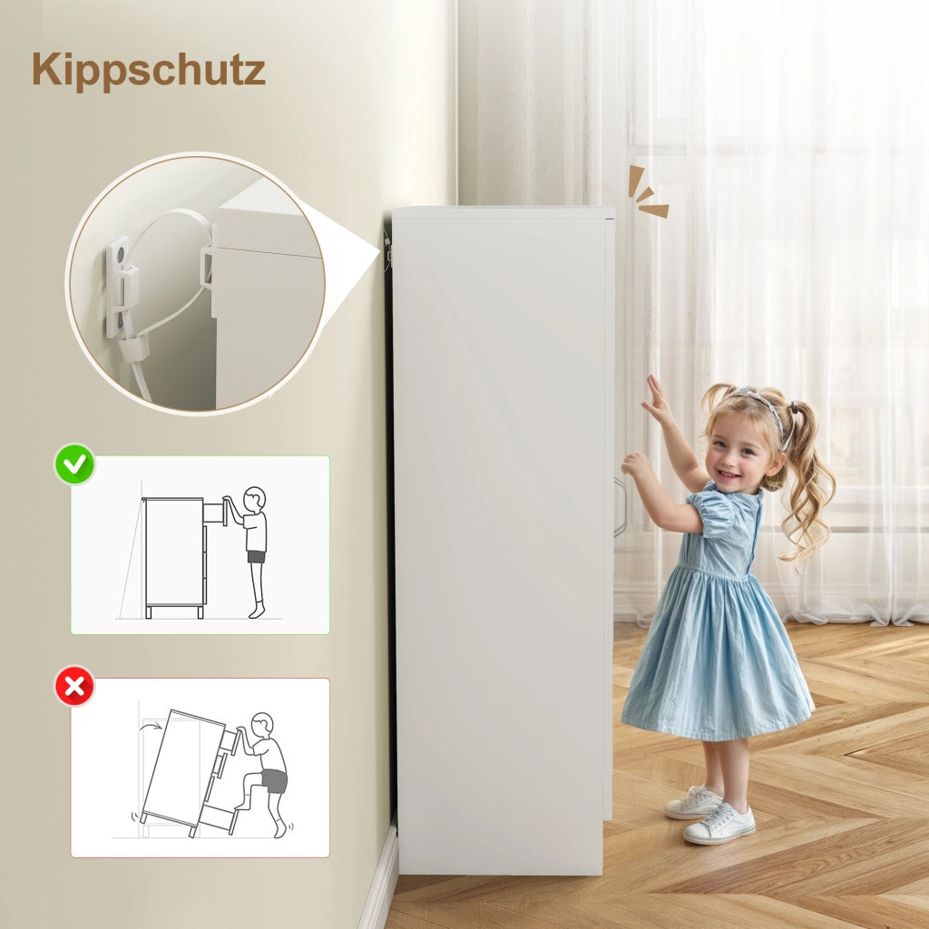 Scarpiera con ante e scaffali regolabili ¨C zephmum ¨C Bianco, Legno, 55x35x108 cm