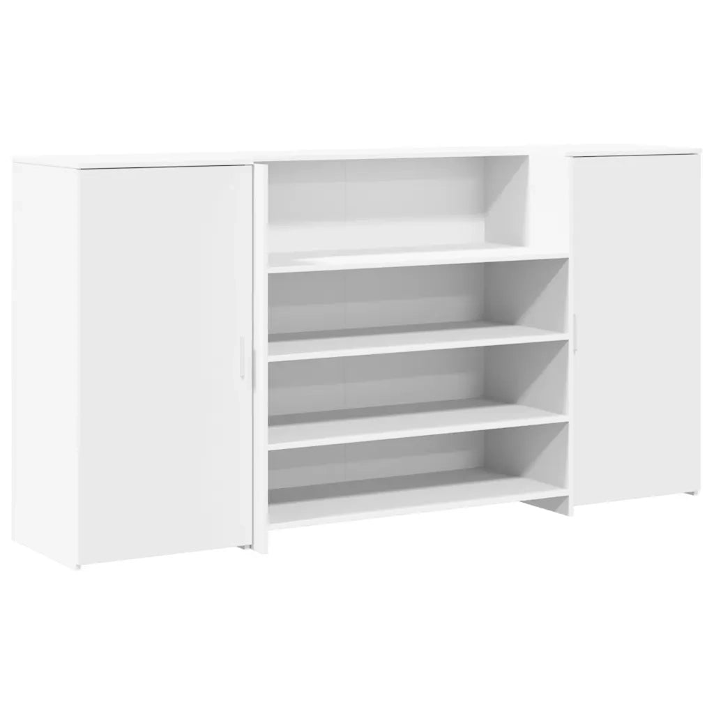 Scrivania per Reception Bianca 200x50x103,5 cm in Legno Massello 3324178
