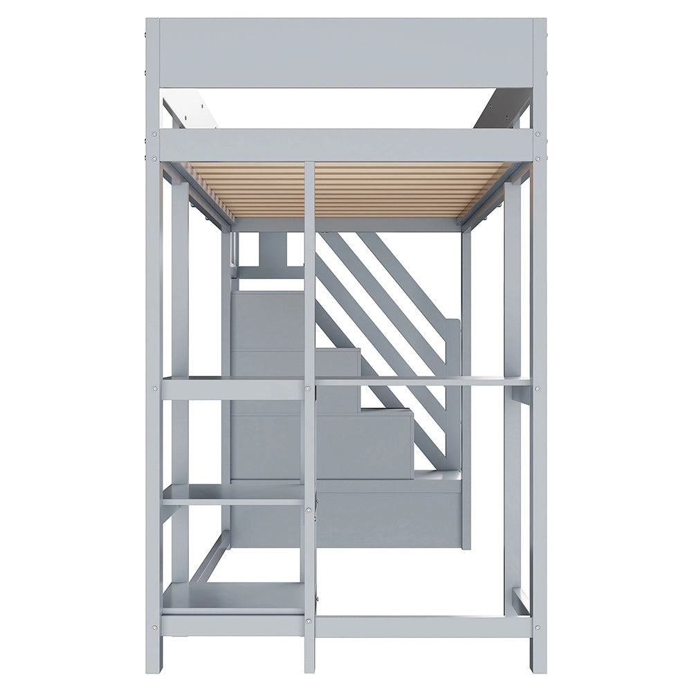 Letto a castello - Xylo - 90x200 cm pino contenitore grigio