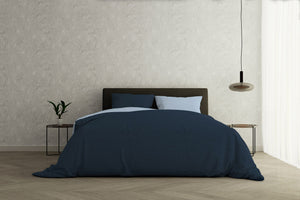 Copripiumino 1 Piazza e Mezzo con Sacco e Federe Doubleface Blu Scuro/Azzurro