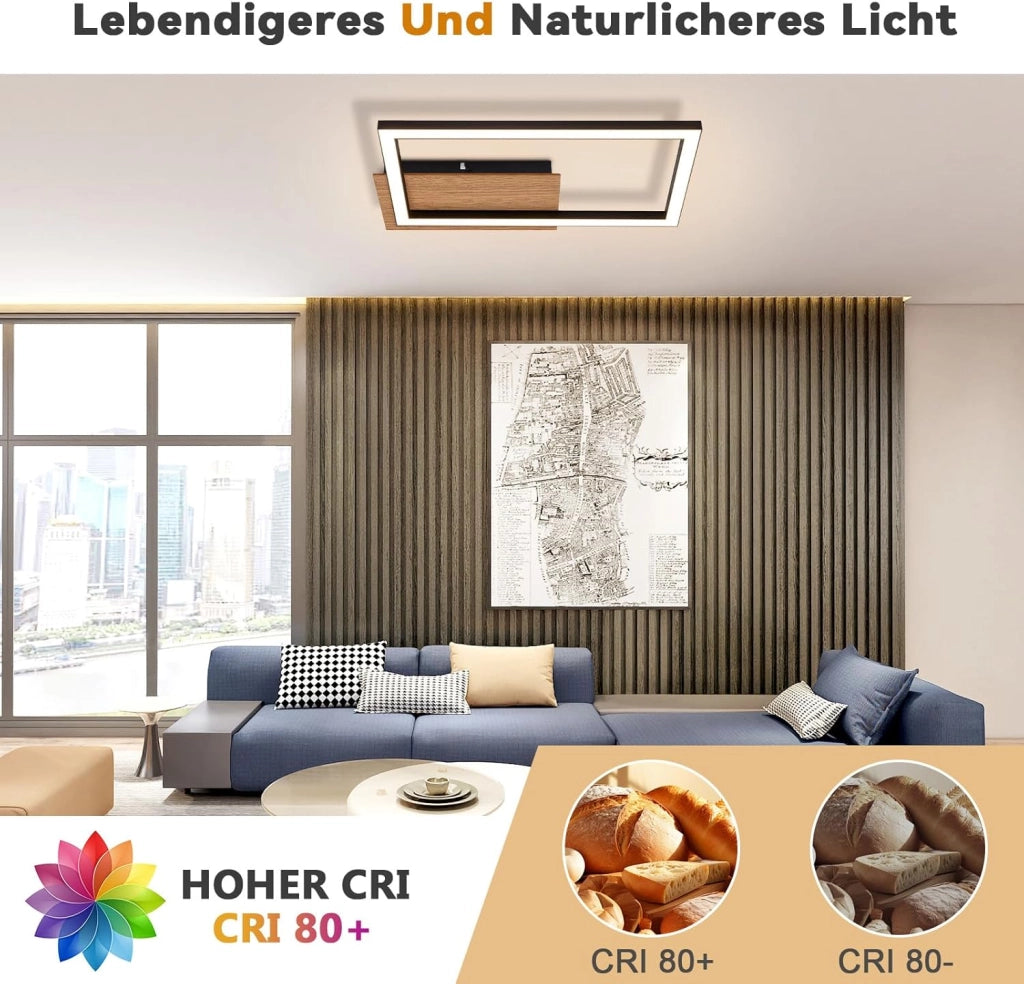 ZMH Lampada da Soffitto LED Moderna 12W Legno 3000K Luce Calda Rettangolare per Corridoio Ufficio Camera da Letto