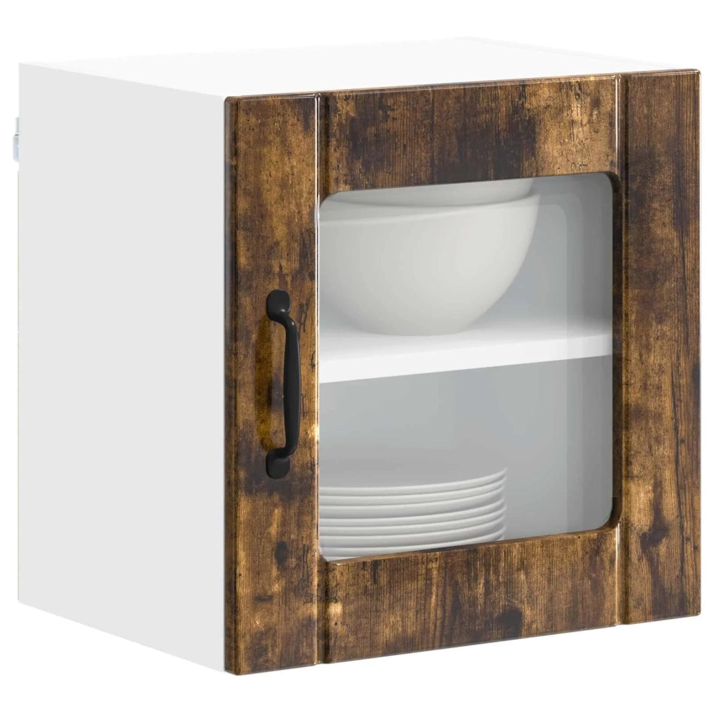 Pensile da cucina | Mobile in vetro da parete LUCCA Rovere Fumo 40 x 31 x 40 cm
