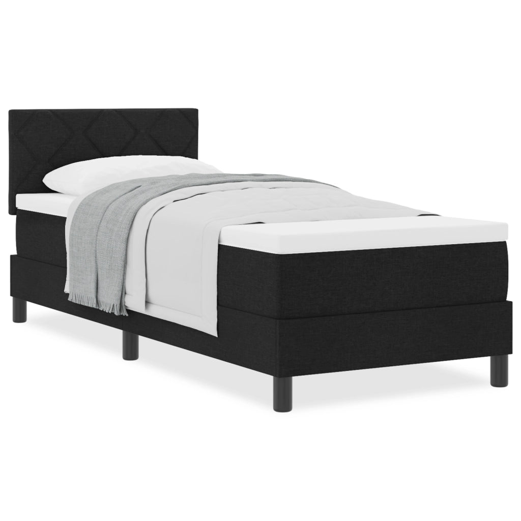 Letto Box Spring con Materasso Nero 80x200 cm Tessuto