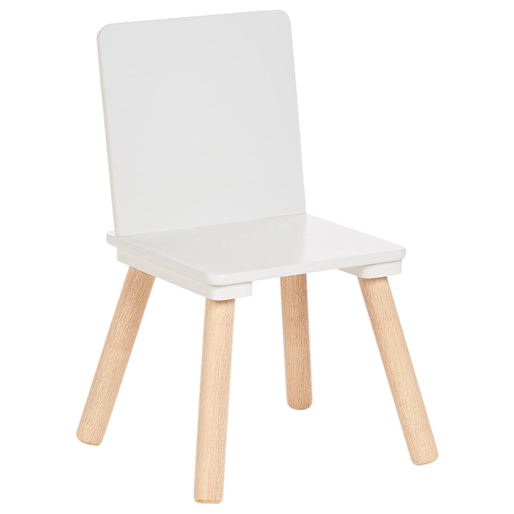 Set per bambini a 2 posti tavolo con sedie in legno di pino MDF Camera dei bambini bianco e legno chiaro