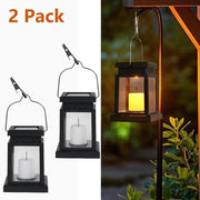 Set di 2 Lampioni Solari - Luminarie a LED Sospese Idrorepellenti per Giardino e Tavolo - Illuminazione Esterna con Effetto Fiamma