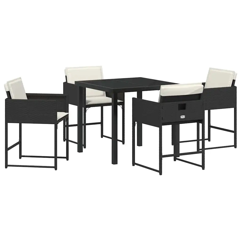 Set da Pranzo per Giardino 5 pcs Nero polyrattan 3380713
