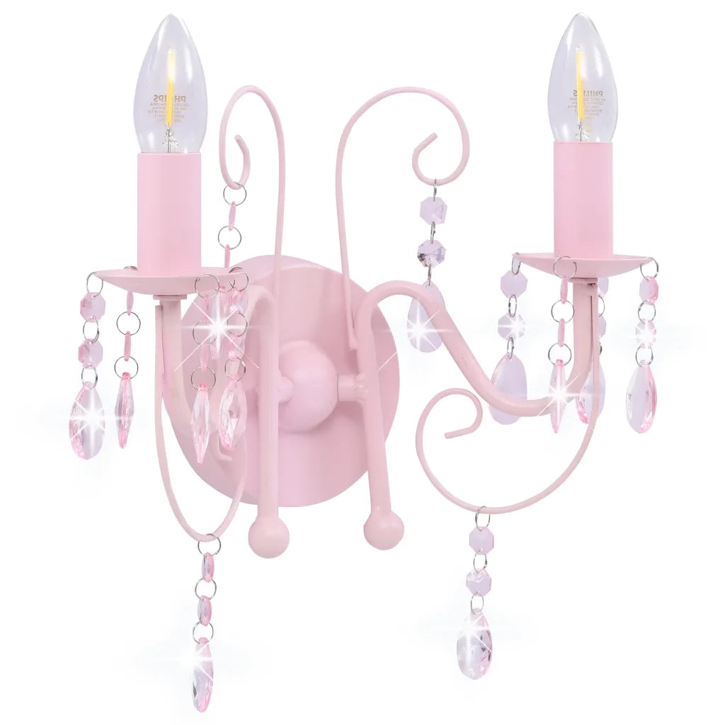 Elegante applique da interno con perline scintillanti 29,5 x 29 cm metallo rosa 02_0046399