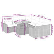 Set Divano da Giardino 9 pz con Cuscini Grigio in Polyrattan