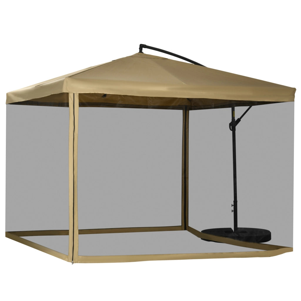 Ombrellone da Giardino con Zanzariera ¨C zephmum ¨C Bianco e Nero 295x295x260 cm