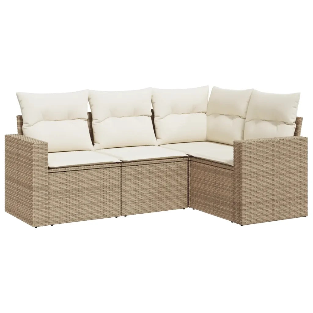 Set Divano da Giardino 4 pz con Cuscini Beige in Polyrattan 3251245
