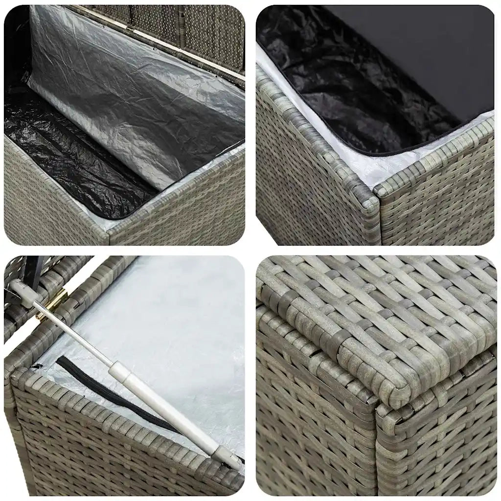 Baule da Giardino in Polyrattan 200x50x60 cm Grigio CFW6153605
