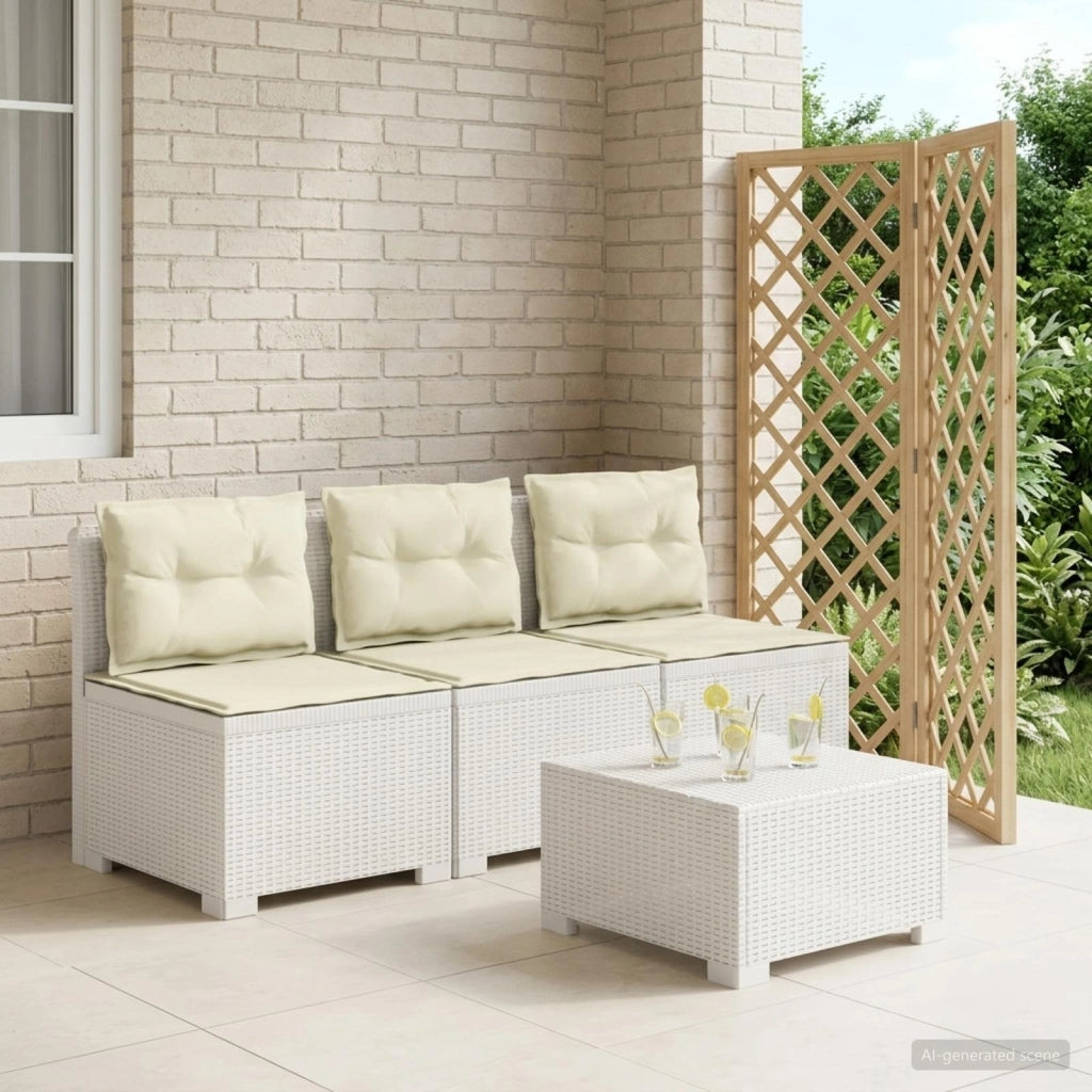 Divano da giardino 3 posti con cuscini in look rattan 3 posto 8011984