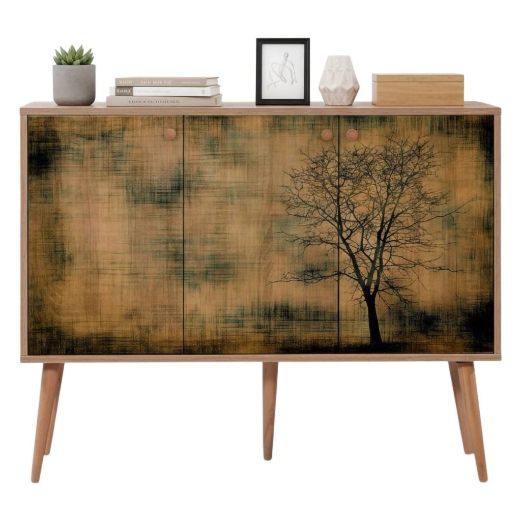 Madia Haratan, Credenza 3 Ripiani, 120x36x90h cm Marrone Quercia