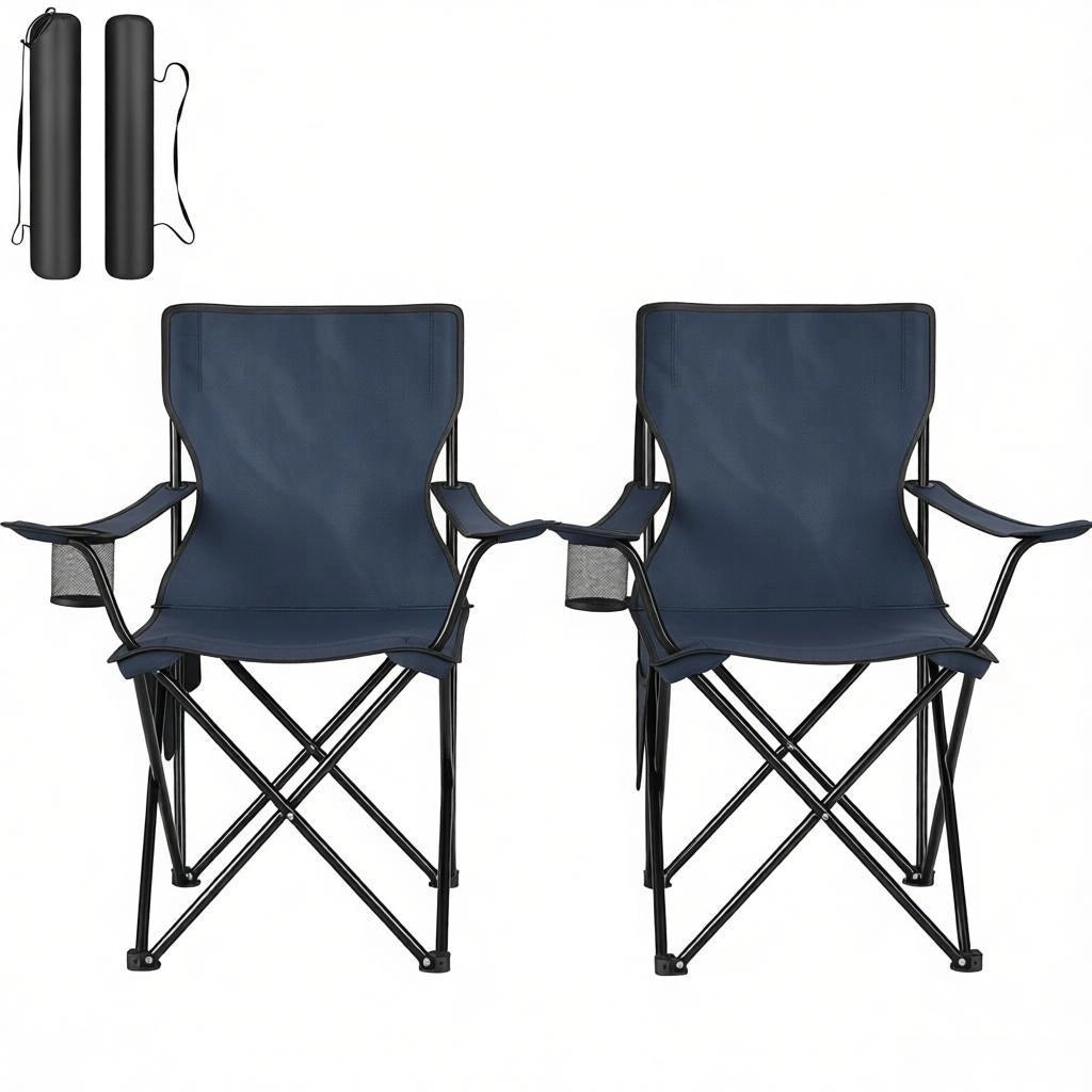 SEDIA DA CAMPEGGIO PIEGHEVOLE Set da 2 pezzi 47x76x80,5 cm Blu navy