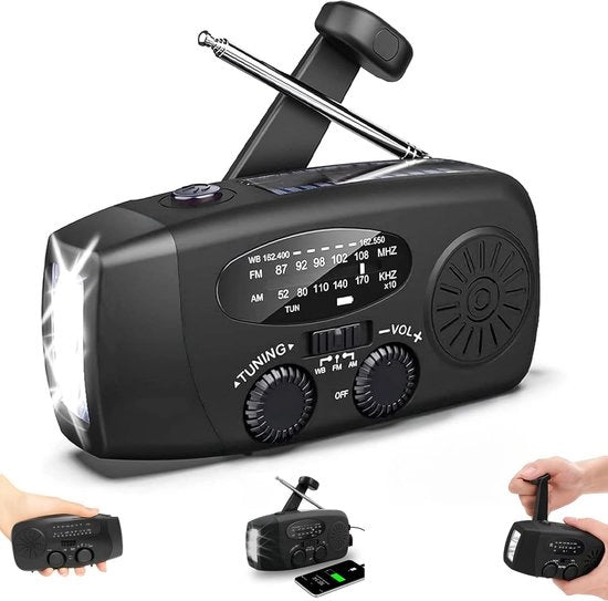 Radio di Emergenza Portatile con Batteria Esterna e Funzione SOS - 2000 mAh - Ideale per Campeggiatori e Escursionisti